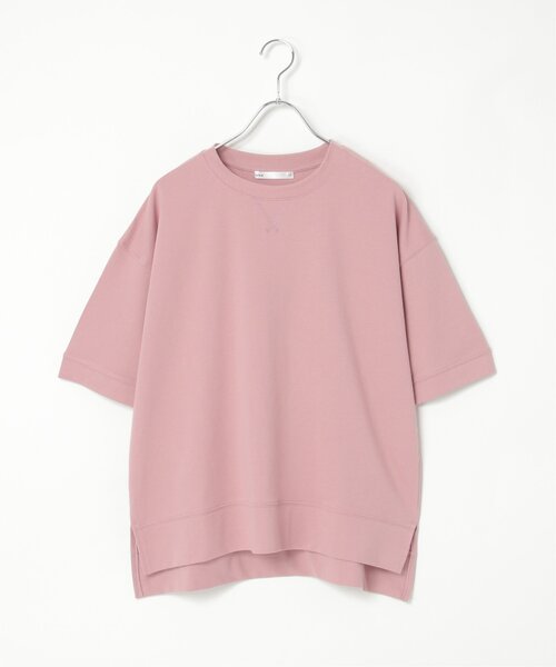 ikka tシャツ ミニ裏毛スウェットライク半袖Tシャツ レディース