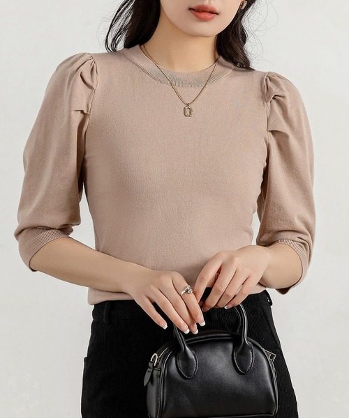 Rirandture❤︎袖パールが可愛いパワショルニット 楽天市場】【OUTLET！クーポンで1,416円】 パワショル ニット