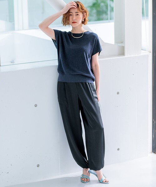 23区｜【洗える】コットンアセテート バックボタン ニット