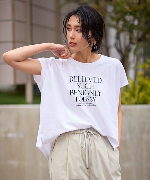 tシャツ 「ZOZO限定」接触冷感ロゴエンブロイダリーTシャツ レディース any FAM tシャツ 「接触冷感」フレンチスリーブロゴTシャツ