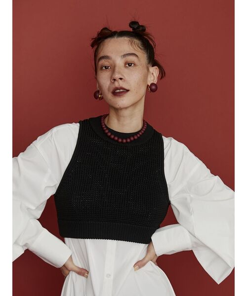 UN3D.（アンスリード） シャツワンピース W TRIANGLE TUCK SH OP