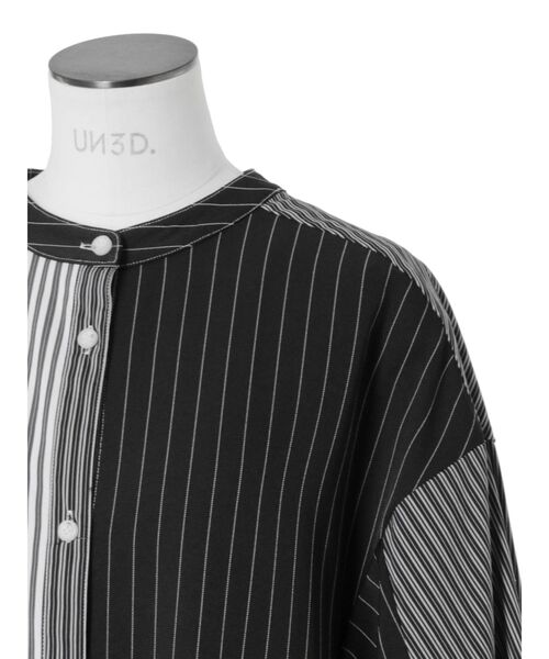 アンスリード ダブルトライアングル タック シャツ ストライプ MIXストライプ UN3D.（アンスリード） シャツワンピース W TRIANGLE TUCK SH OP