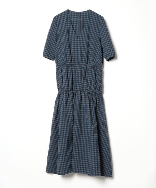 IRENE」 チェック柄半袖ワンピース 38 ブルー レディース : 84223088 