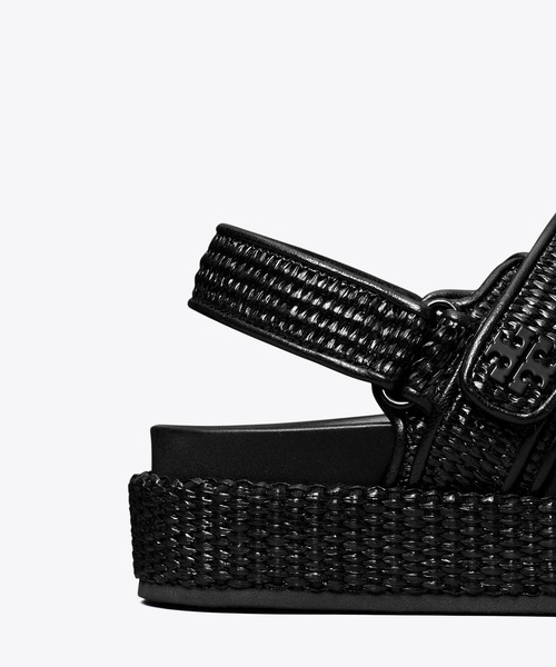トリーバーチ　ヒールあり　サンダル　23.5センチ　黒✖️茶　超美品 TORY BURCH トリーバーチ 靴 レディース サンダル アウトレット