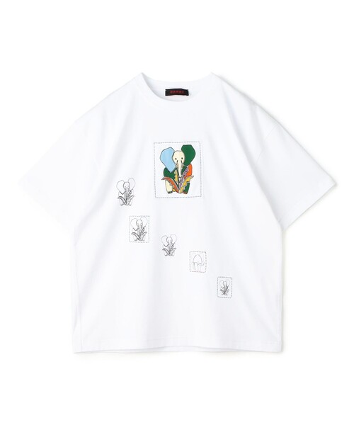CABaN ドライスビンコットン ELEPHANTマーチエンブロイダリーTシャツ CABaN ドライスビンコットン ELEPHANTマーチエンブロイダリーT