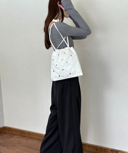 Per sist ence tシャツ ラメリブオフショルトップス レディース