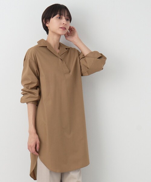 ワンピース 「洗える」スキッパーシャツワンピース レディース  