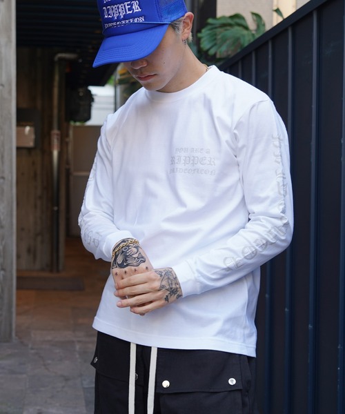 RIPPER tシャツ 「RIPPER」オールドイングリッシュ 袖ロゴ L/S T