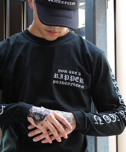 RIPPER tシャツ 「RIPPER」オールドイングリッシュ 袖ロゴ L/S T