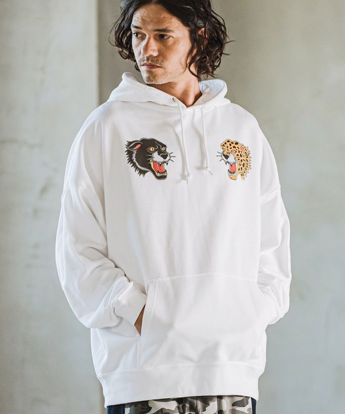 【美品】 CAMBIO スカジャン風 バックプリント パーカー 虎 鷲 鷹 終了しました※CRAZY SALE!!! CAMBIO スカジャン風 バックプリント