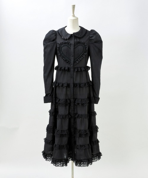 AVENCHUMU シャツワンピース Full of tiered long dress