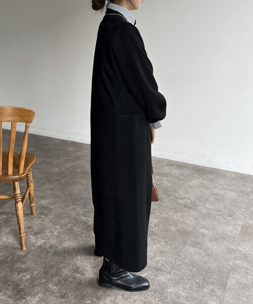 Chez toi（シェトワ） ワンピース スエード×リブハイネックワンピース