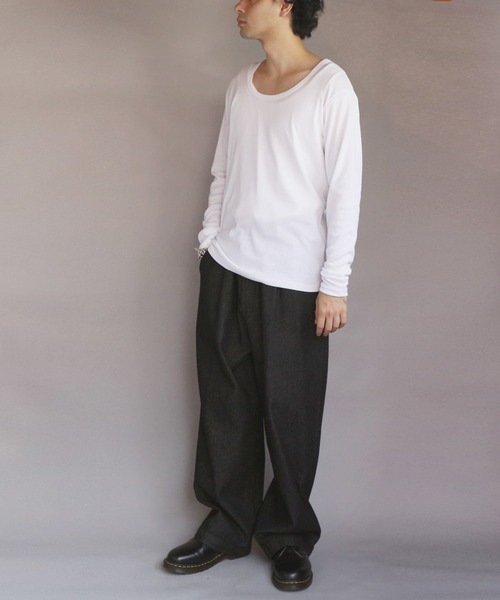 8 tシャツ T/CフライスUネック長袖Tシャツ メンズ レディース