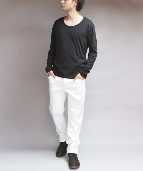 8 tシャツ T/CフライスUネック長袖Tシャツ メンズ レディース