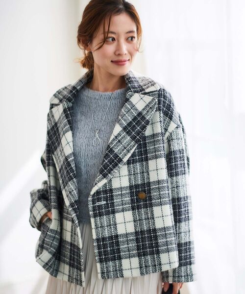 theory luxe チェック柄 ピーコート theory luxe チェック柄 ピーコート