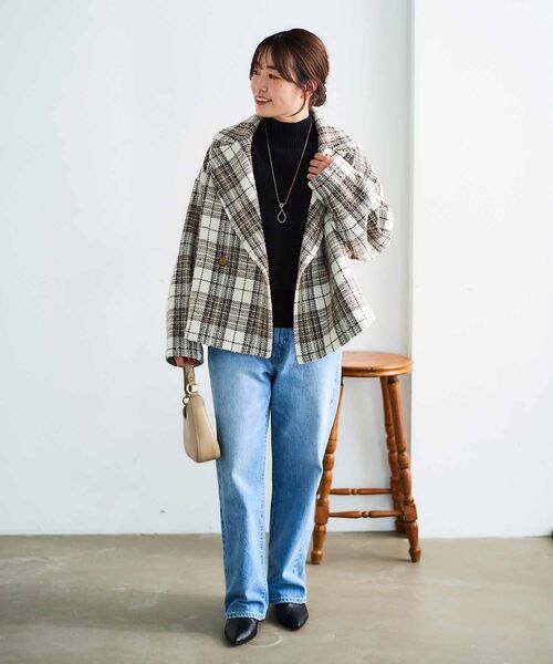 le.coeur blanc（ルクールブラン） ピーコート pコート ループチェック