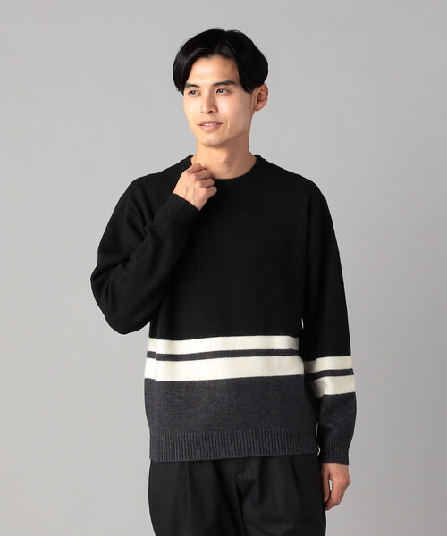 COMME CA MEN（コムサメン） セーター ニット 配色ボーダー クルー