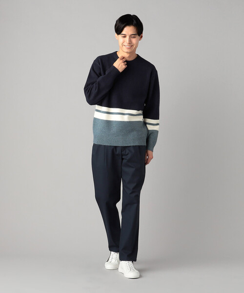 COMME CA MEN（コムサメン） セーター ニット 配色ボーダー クルー