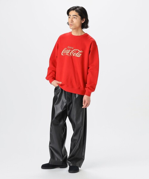B：MING by BEAMS パンツ フェイクレザー ワイド メンズ
