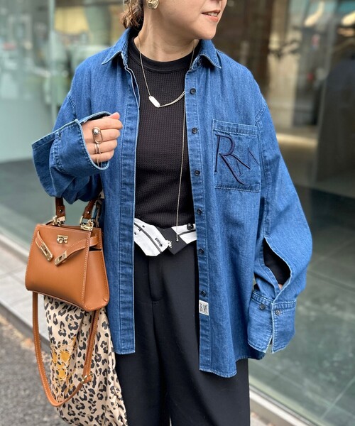 Rie Miller（リエミラー） ブラウス シャツ 「RM denim」刺繍入り