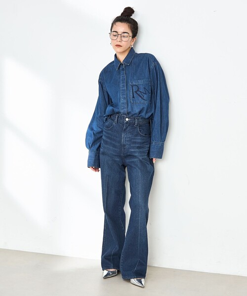 Rie Miller（リエミラー） ブラウス シャツ 「RM denim」刺繍入り