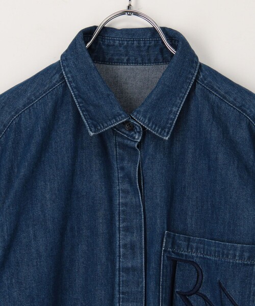 Rie Miller（リエミラー） ブラウス シャツ 「RM denim」刺繍入り
