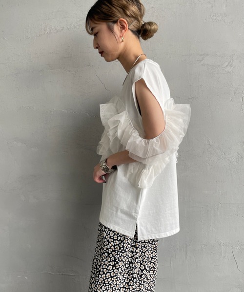 tシャツ フリルアクセントノースリーブニット レディース KOEISTORE ニット セーター サマーニット レディース ニット