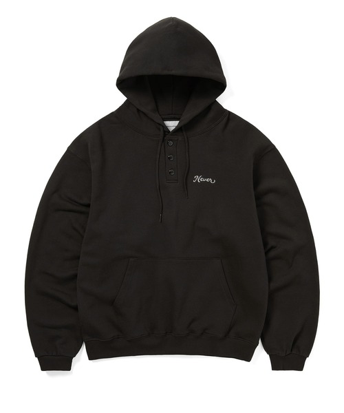 【THISISNEVERTHAT】クォーターボタンパーカーオフブラック thisisneverthat パーカー Quarter Button Hoodie メンズ