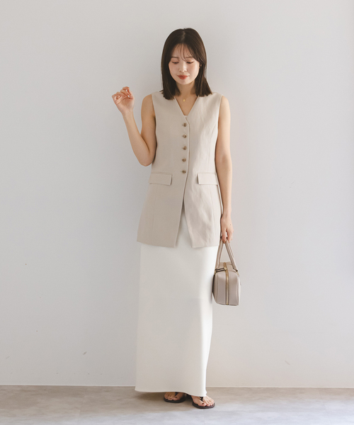 ベスト ジレ Vカラーベスト レディース Spick＆Span ベスト ジレ Vカラーロングジレ レディース