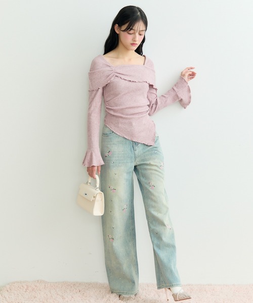 TITTY＆CO. ジーンズ デニム デニムパンツ フラワー刺繍
