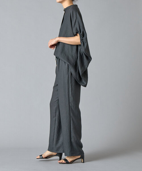 新品 BEARDSLEY ビアズリー 麻調合繊ボリュームブラウス チャコール BEARDSLEY ブラウス シャツ 麻調合繊ボリュームブラウス