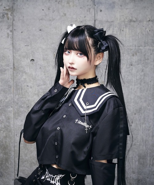 Amilige（アミリージュ） ブラウス シャツ チェーンクロス付きセーラー