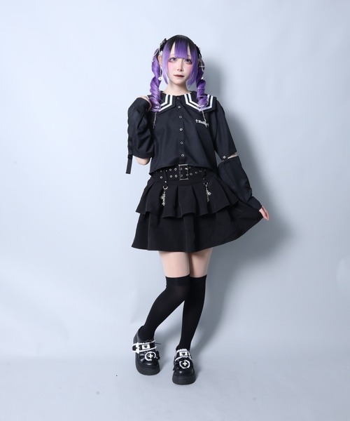 Amilige（アミリージュ） ブラウス シャツ チェーンクロス付きセーラー