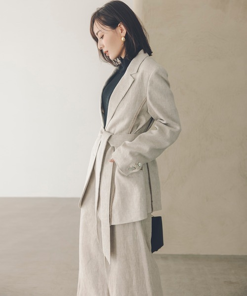 anuans（アニュアンス） パンツ リネンセミワイドパンツ レディース