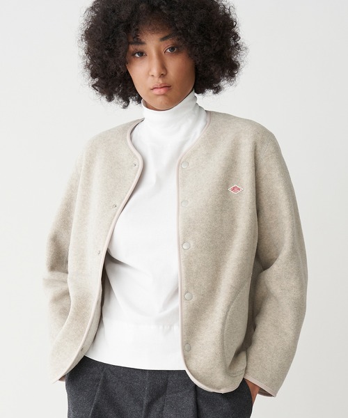 Danton（ダントン） ノーカラージャケット 36 ライトグレー レディース