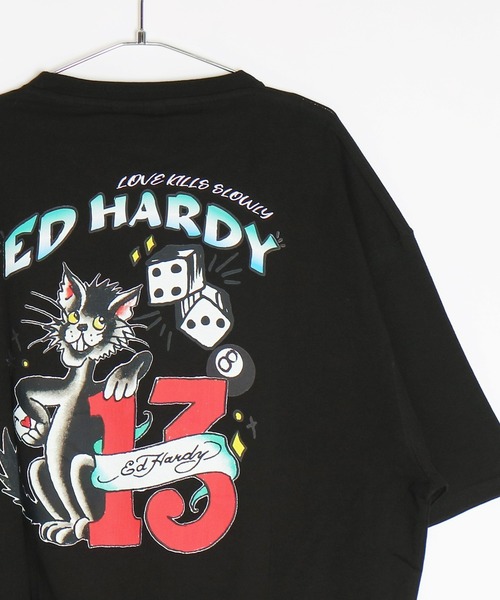 ◆Ed Hardy◆Flourish Script 半袖Tシャツ 2color 送料込 Ed Hardy tシャツ ルーズサイズ プリント半袖Tシャツ メンズ