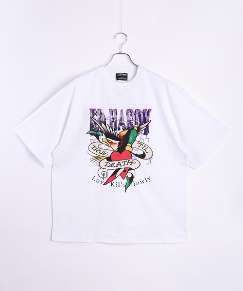 ◆Ed Hardy◆Flourish Script 半袖Tシャツ 2color 送料込 Ed Hardy tシャツ ルーズサイズ プリント半袖Tシャツ メンズ