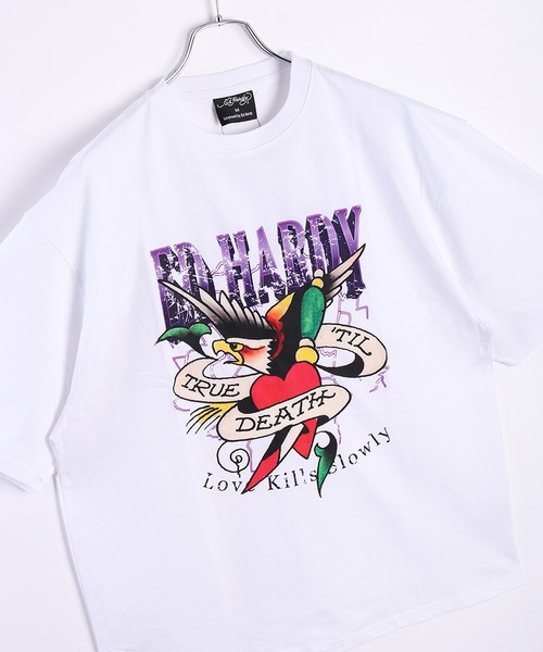 Ed Hardy クロップ 半袖Tシャツ クロス 関税送料無料 Ed Hardy tシャツ ルーズサイズ プリント半袖Tシャツ メンズ