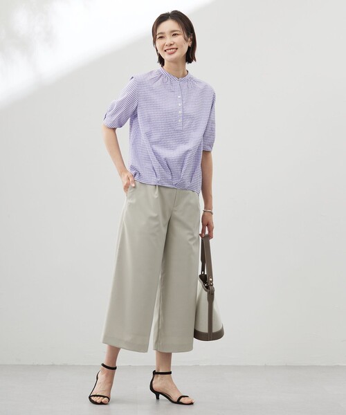 ブラウス シャツ 「洗える」アセVisギンガム バンドカラー ブラウス レディース 洗える】アセVisギンガム バンドカラー ブラウス / J.PRESS