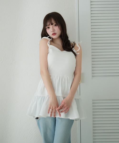【新品】THE SHISHIKUI リボンキャミRIBBON CAMI SLY キャミソール SHIRRING RIBBON CAMI シャーリング リボン