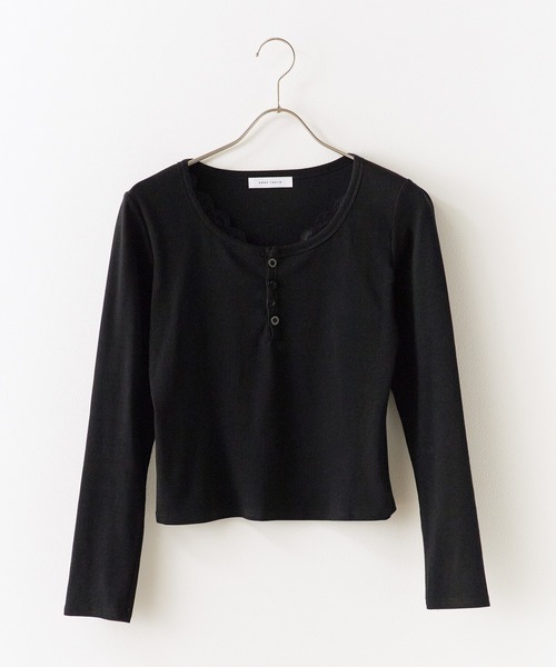 AAKU アーク レースヘンリーネックシャツ レーストップス ROOP TOKYO tシャツ Henry Neck Lace Top / ヘンリーネック