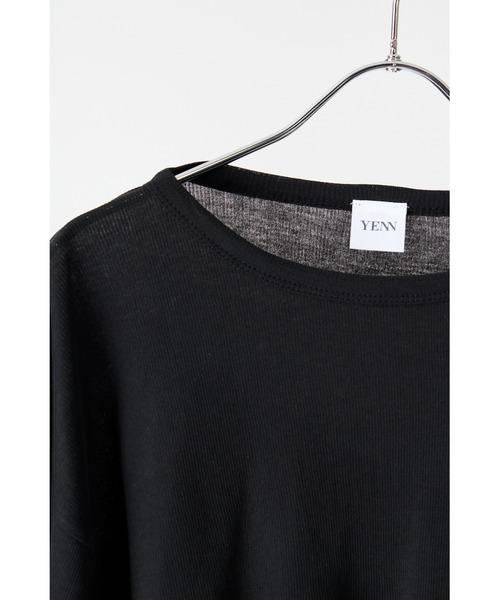YENN tシャツ シアーリブショートトップス レディース メンズ
