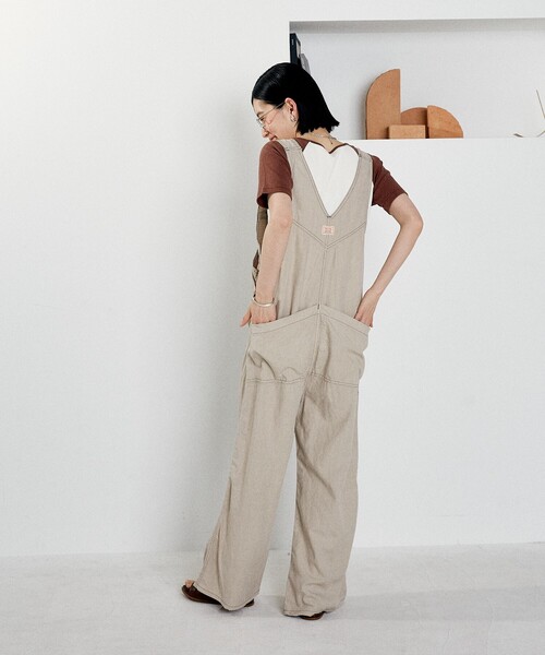 サロペット・オーバーオール・オールインワン eaphi linen like fringe salopette FREAK'S STORE オールインワン SOMETHING × STORE/サムシング