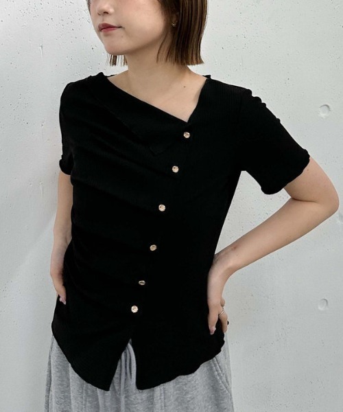 archives tシャツ アシメタックボタンカットTOPS 5S