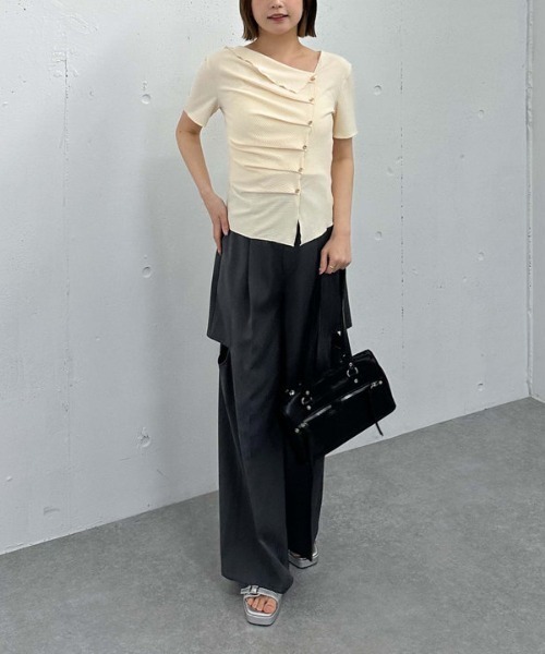 archives tシャツ アシメタックボタンカットTOPS 5S レディース