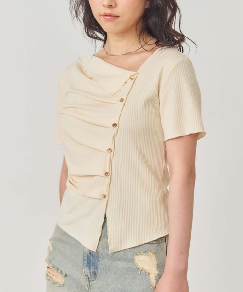 archives tシャツ アシメタックボタンカットTOPS 5S