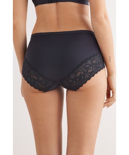 MICRO ショーツ　(GRY) Intimissimi ショーツ マイクロファイバー＆レース ハイウエスト