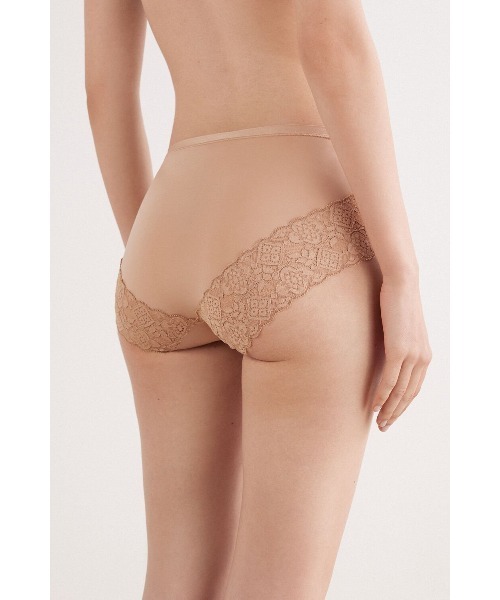 MICRO ショーツ　(GRY) Intimissimi ショーツ マイクロファイバー＆レース ハイウエスト