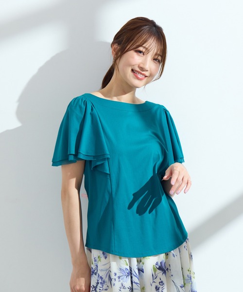 ローズティアラ　フリル袖カットソー Rose Tiara（ローズティアラ） tシャツ 「手洗い可」フリル袖