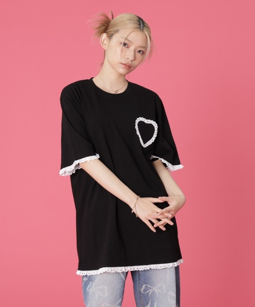 tシャツ SIS/エスアイエス/レースハートTee レディース メンズ